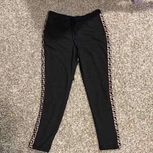 Black Joggers with Pink Geometric Trim